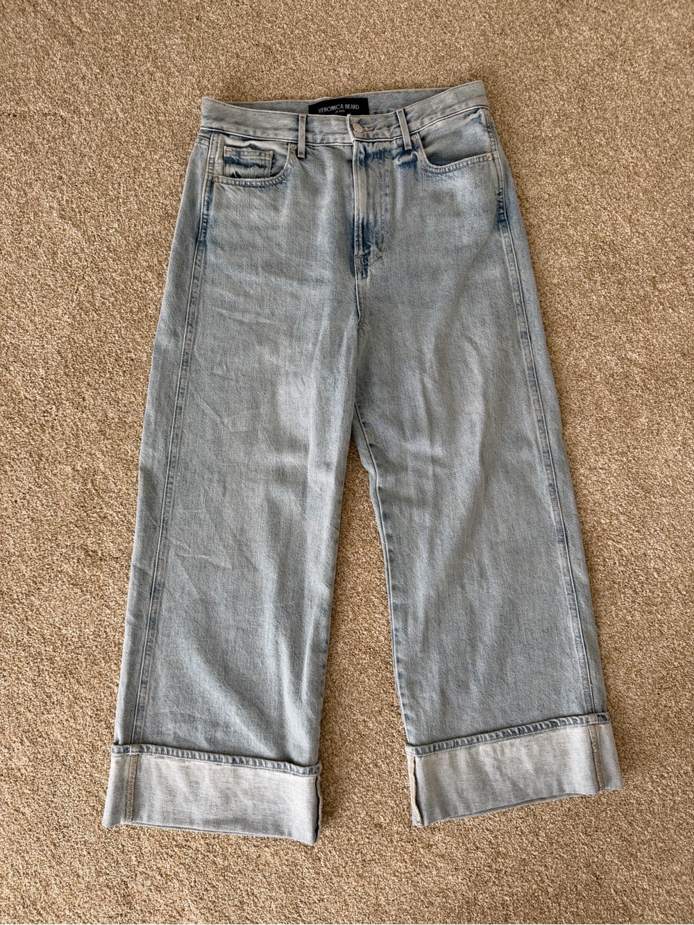Veronica Beard Light Blue Wide-Leg Cropped Jeans
